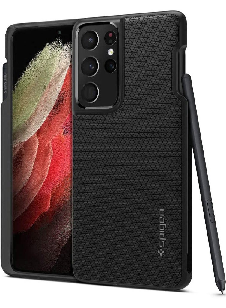 Spigen Liquid Air P Case Cover for Samsung Galaxy S21 Ultra - Matte Black (S-Pen NOT included) - Image 1