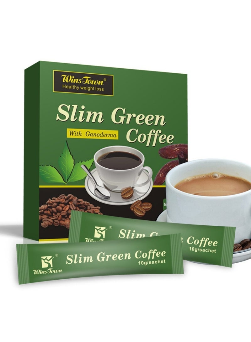 Wins Town قهوة خضراء رفيعة، مع غانوديرما، قهوة لوسيدوم، قهوة طبيعية لفقدان الوزن مع فطر الريشي لتحسين الهضم ونمط حياة صحي، قهوة خضراء فاتحة لفقدان الوزن، فقدان الوزن بالأعشاب الطبيعية، قهوة خضراء فاتحة للتنحيف، قهوة لتنظيف الأمعاء، قهوة لفقدان الوزن - Image 5