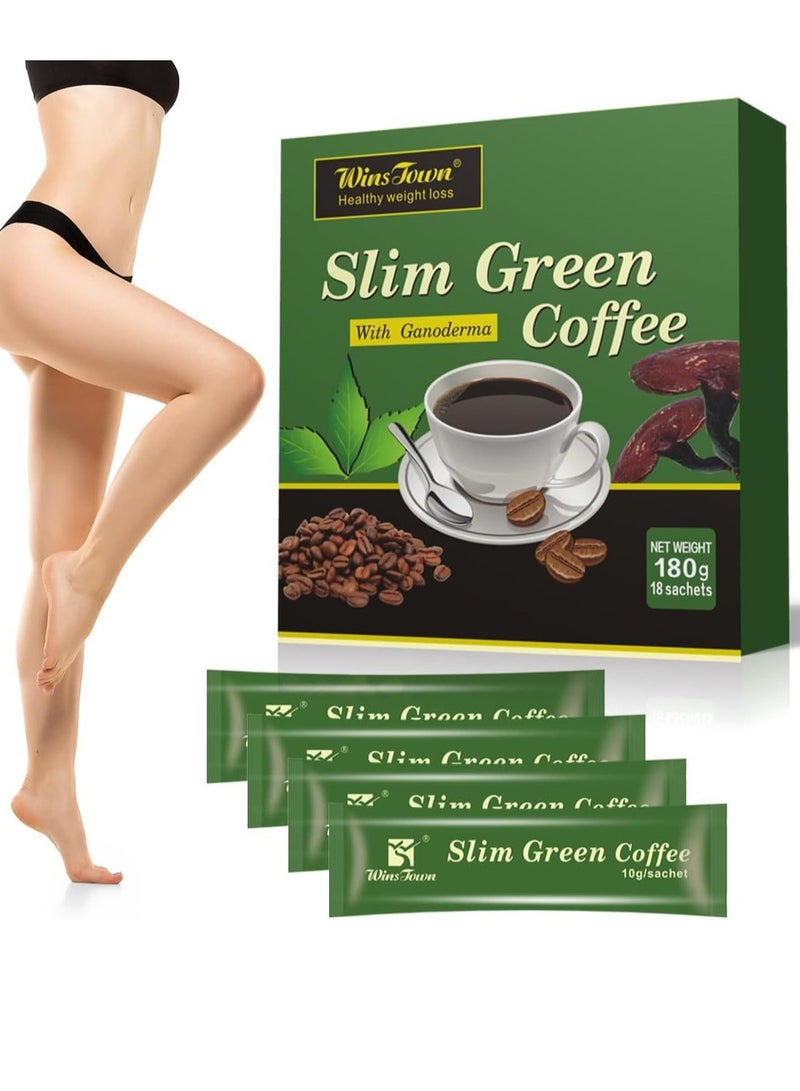 Wins Town قهوة خضراء رفيعة، مع غانوديرما، قهوة لوسيدوم، قهوة طبيعية لفقدان الوزن مع فطر الريشي لتحسين الهضم ونمط حياة صحي، قهوة خضراء فاتحة لفقدان الوزن، فقدان الوزن بالأعشاب الطبيعية، قهوة خضراء فاتحة للتنحيف، قهوة لتنظيف الأمعاء، قهوة لفقدان الوزن - Image 1