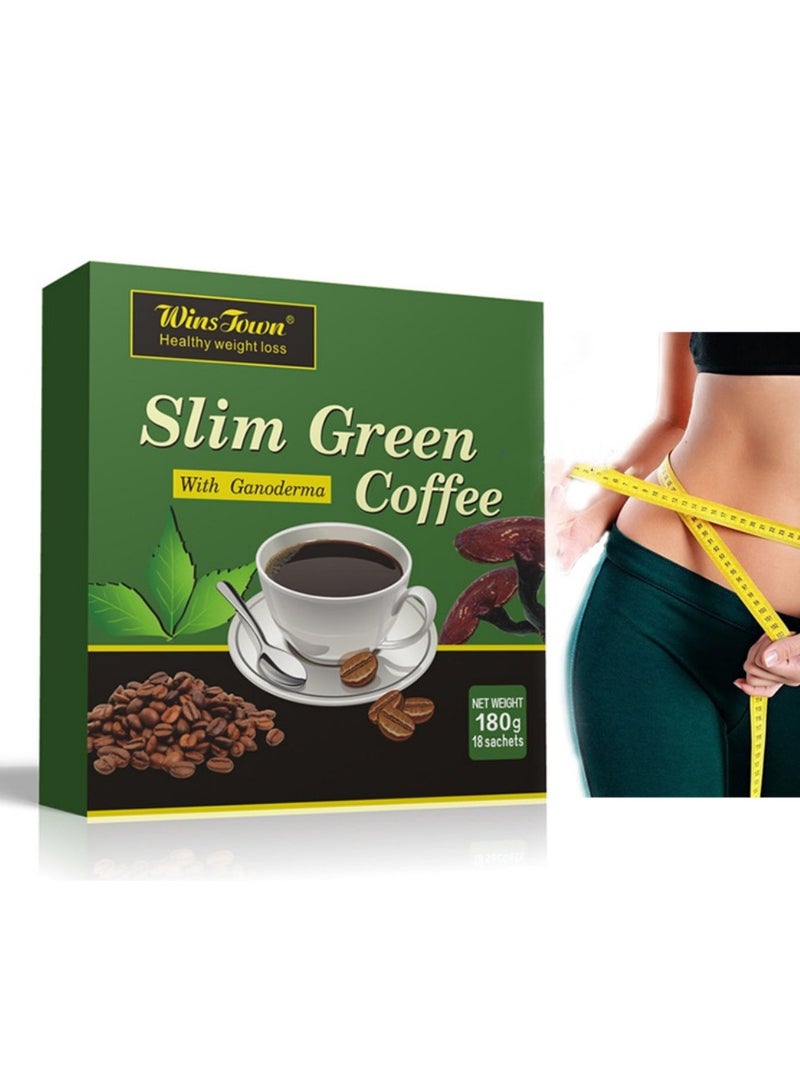 Wins Town قهوة خضراء رفيعة، مع غانوديرما، قهوة لوسيدوم، قهوة طبيعية لفقدان الوزن مع فطر الريشي لتحسين الهضم ونمط حياة صحي، قهوة خضراء فاتحة لفقدان الوزن، فقدان الوزن بالأعشاب الطبيعية، قهوة خضراء فاتحة للتنحيف، قهوة لتنظيف الأمعاء، قهوة لفقدان الوزن - Image 2