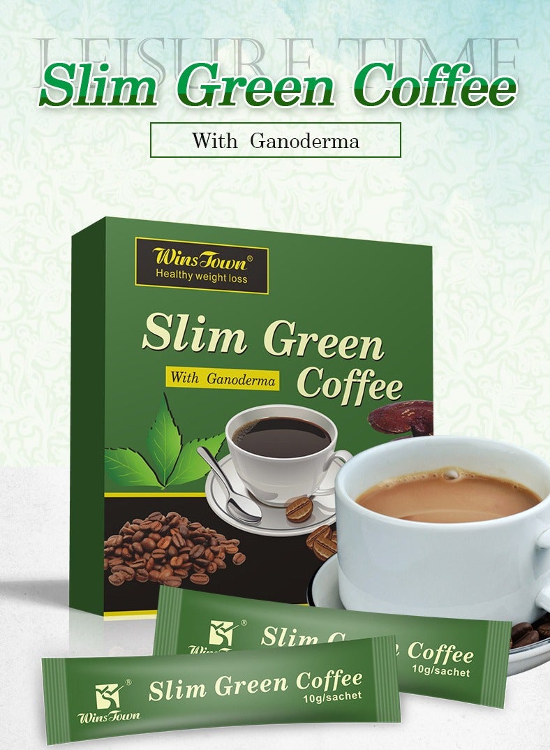 Wins Town قهوة خضراء رفيعة، مع غانوديرما، قهوة لوسيدوم، قهوة طبيعية لفقدان الوزن مع فطر الريشي لتحسين الهضم ونمط حياة صحي، قهوة خضراء فاتحة لفقدان الوزن، فقدان الوزن بالأعشاب الطبيعية، قهوة خضراء فاتحة للتنحيف، قهوة لتنظيف الأمعاء، قهوة لفقدان الوزن - Image 3