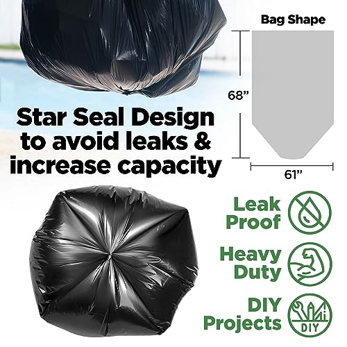 ToughBag 95-96 Gallon Trash Bags Heavy Duty (25 Count) - Extra Large Black Garbage Can Liners for 90-100 Gallon Cans - Made in USA - Image 2