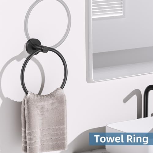 soaez 10 Pieces Matte Black Bathroom Hardware Accessories Towel Bar Set Black Towle Racks for Bathroom Wall Mounted Stainless Steel Toilet Paper Holder Towel Holder Kit - Image 3