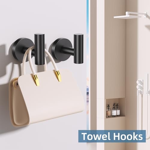 soaez 10 Pieces Matte Black Bathroom Hardware Accessories Towel Bar Set Black Towle Racks for Bathroom Wall Mounted Stainless Steel Toilet Paper Holder Towel Holder Kit - Image 4