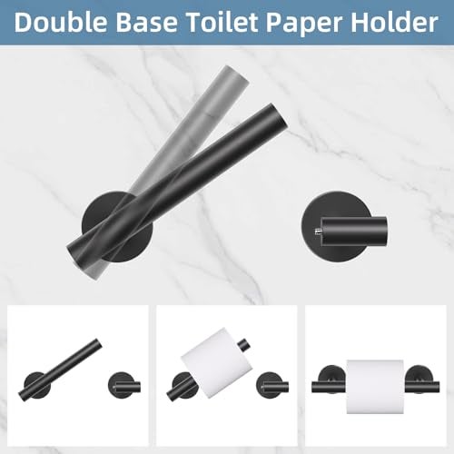 soaez 10 Pieces Matte Black Bathroom Hardware Accessories Towel Bar Set Black Towle Racks for Bathroom Wall Mounted Stainless Steel Toilet Paper Holder Towel Holder Kit - Image 5