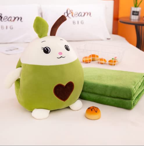 YUDONG Kids Stuffed Animal Travel Blanket and Pillow Set Adorable 3 in 1 Multifunctional Fruit Plush Pillow with Hand Warmer Design Perfect for Travel Camping Car Home and Office Green - Image 5