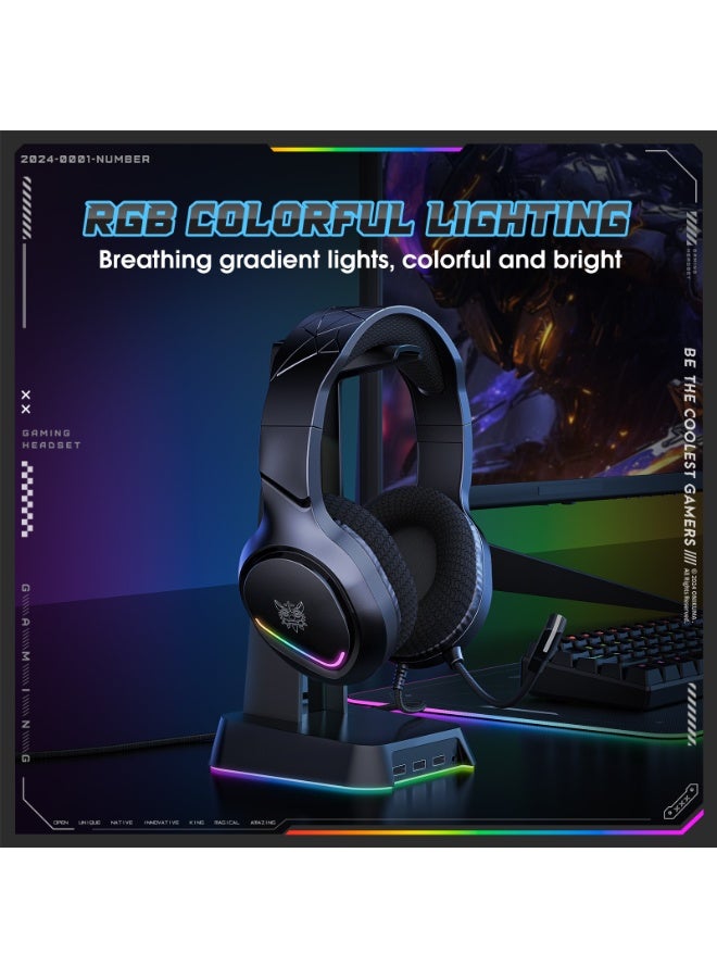 onikuma X31 RGB Gaming Headset 7.1 Surround Sound Noise Canceling Mic ,PC , PS4-3 , Mobile And Xbox - Image 3