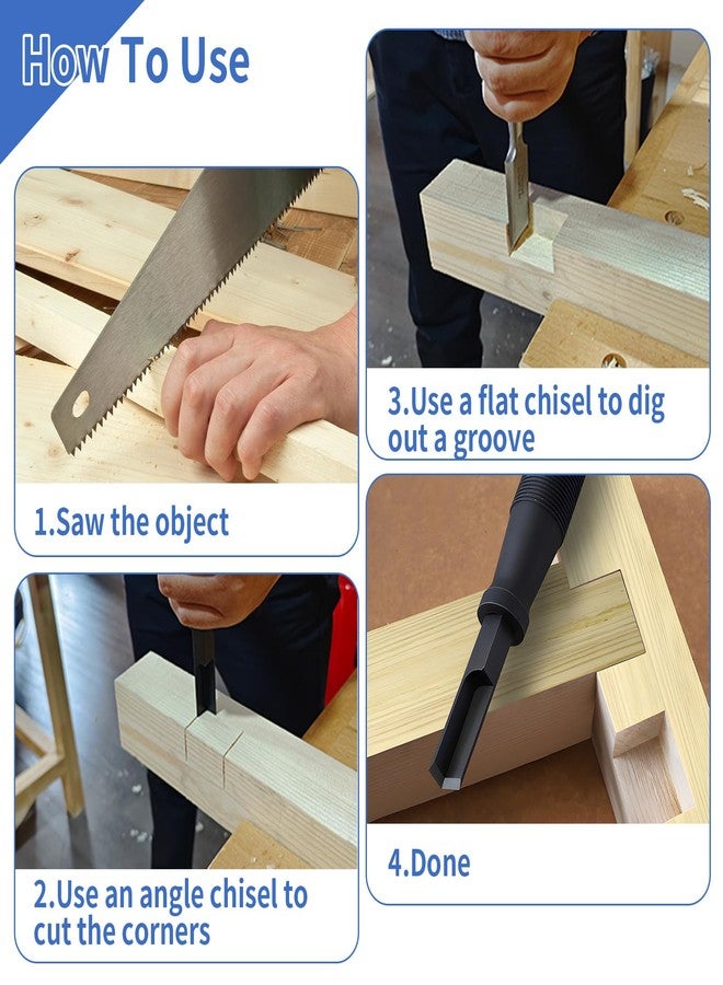 dcvbny 2-Pack Corner Chisel Set 8mm & 12mm - Square Mortise Chisel for 90° Precision Cuts - Hinge Recess Tool for Door Installation, Wood Carving, Framing & Woodworking - Image 5