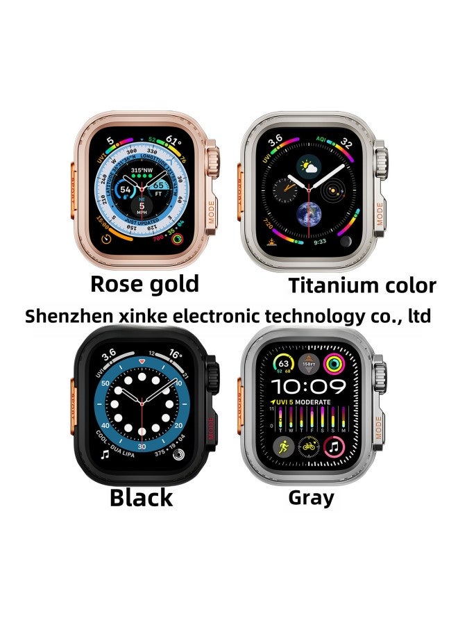 Applicable Apple Watch Case Apple Watch Metal Frame Back Cover Seconds Change Ultra49mm-Color:Black-Overall Dimensions:S10 42mm - Image 2