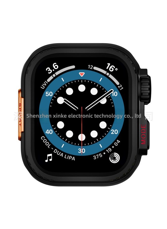 Applicable Apple Watch Case Apple Watch Metal Frame Back Cover Seconds Change Ultra49mm-Color:Black-Overall Dimensions:S10 42mm - Image 1