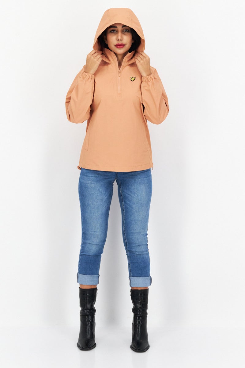 Lyle & Scott Women Long Sleeve Embroidered Logo Softshell Jacket, Dusty Peach - Image 3