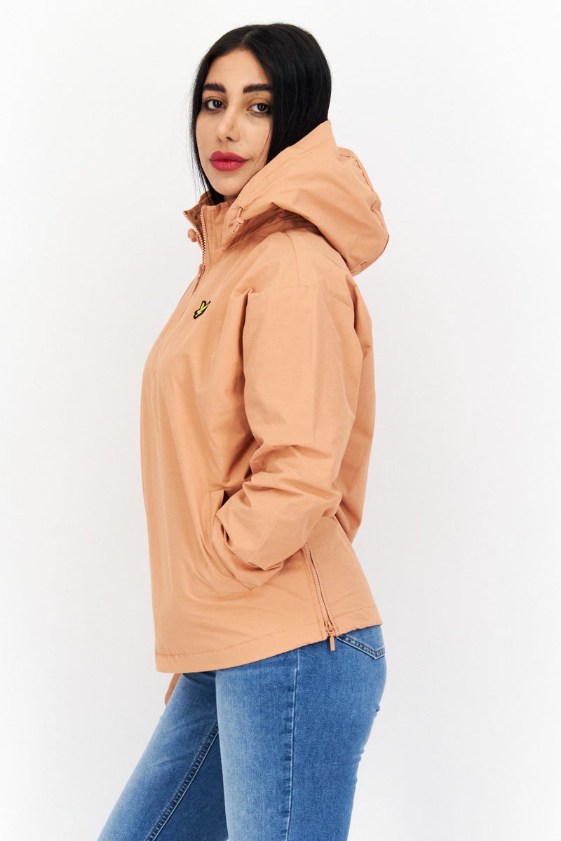 Lyle & Scott Women Long Sleeve Embroidered Logo Softshell Jacket, Dusty Peach - Image 4