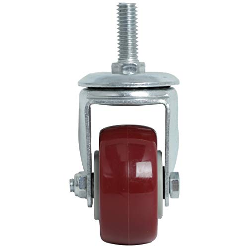 Finnhomy Swivel Caster Wheels 2 Inch Heavy Duty Threaded Stem Casters 5/16"- 18 x 1 Set of 4 Premium Polyurethane Wheels PU Load Bearing 800 Lbs Anti-wear Smooth Casters, Red - Image 2
