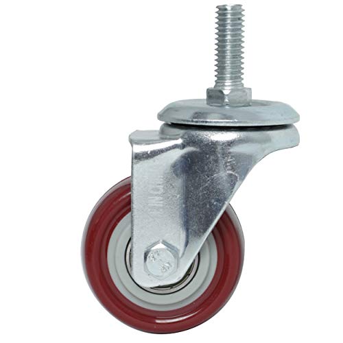 Finnhomy Swivel Caster Wheels 2 Inch Heavy Duty Threaded Stem Casters 5/16"- 18 x 1 Set of 4 Premium Polyurethane Wheels PU Load Bearing 800 Lbs Anti-wear Smooth Casters, Red - Image 5