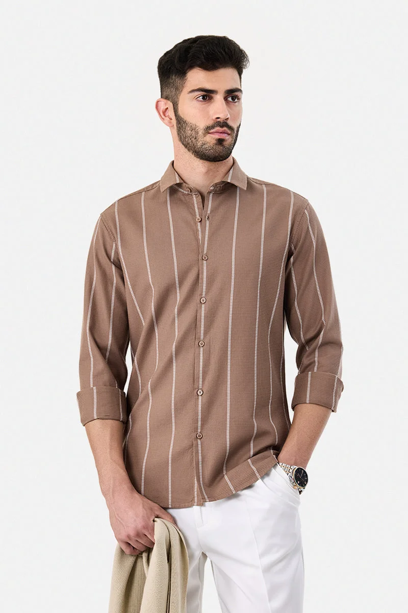 SNITCH Stripes 100% Cotton Slim Fit Shirt