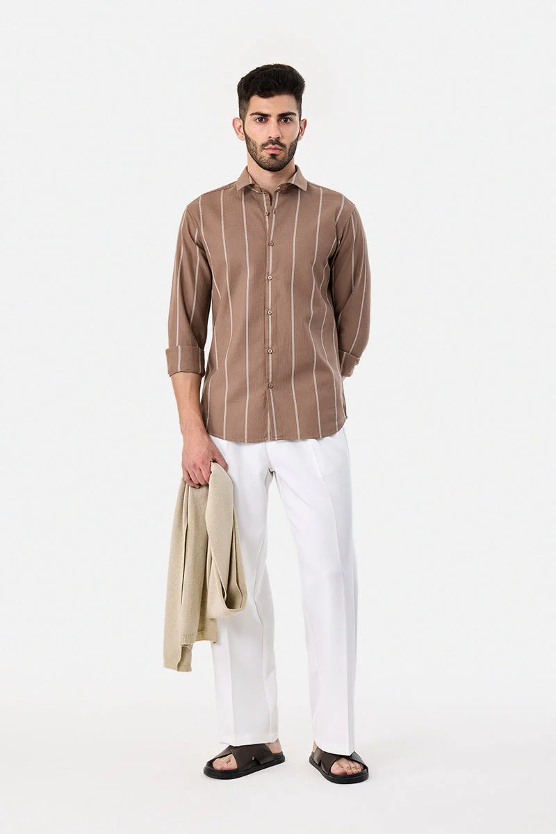 SNITCH Stripes 100% Cotton Slim Fit Shirt