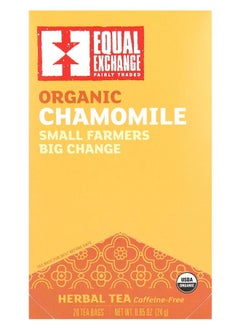 Equal Exchange Organic Chamomile Herbal Tea Caffeine Free 20 Tea Bags 0.85 oz (24 g) 