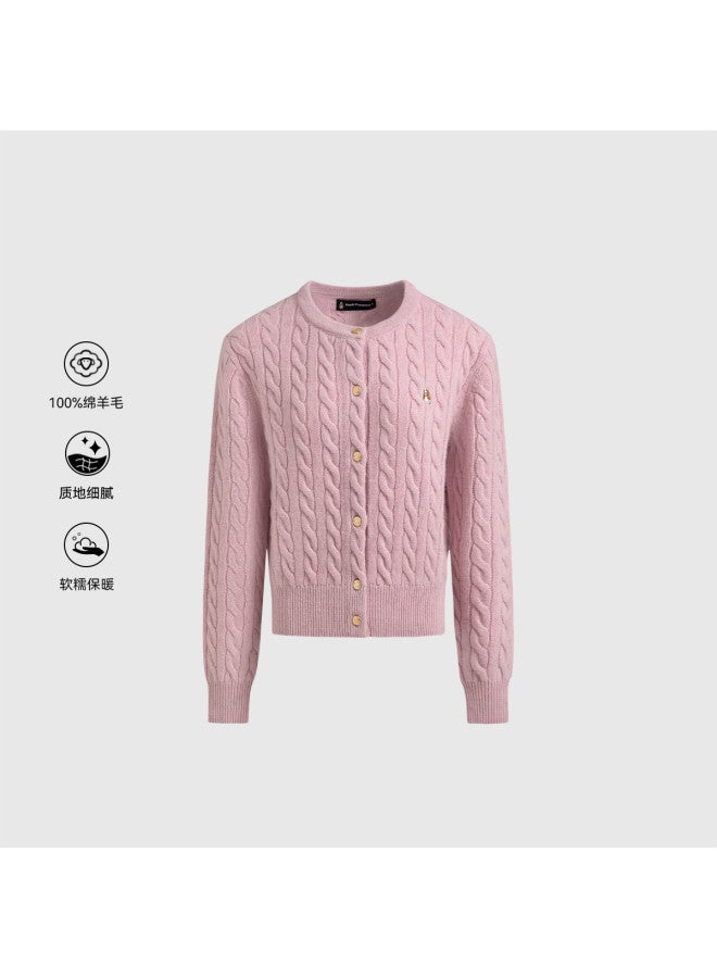 Hush Puppies New Year Edition Wool Cardigan Coat Autumn Winter Casual Cable Knit Women's Sweater - Image 2