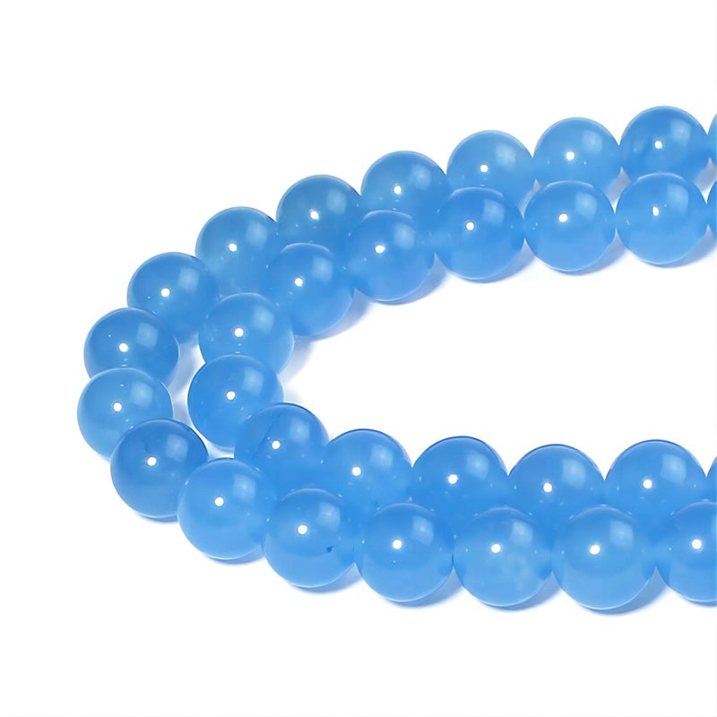 MJDCB Natural Aquamarine Chalcedony Round Loose Beads for Jewelry Making DIY Bracelet Necklace 6mm