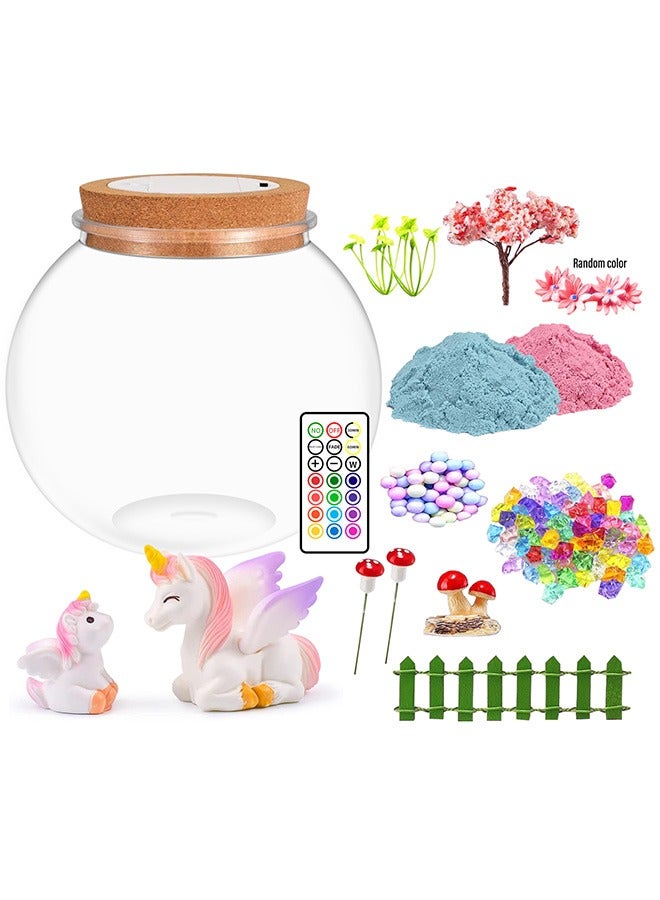 Beauenty Unicorn Terrarium Crafts Kit for Kids-LED Night Light Up & Remote Unicorn Birthday Gifts Toys for Girls Ages 5-10 Year Old-Holiday Gift  for Girls - Image 2