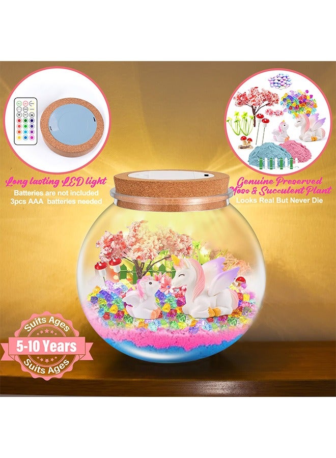 Beauenty Unicorn Terrarium Crafts Kit for Kids-LED Night Light Up & Remote Unicorn Birthday Gifts Toys for Girls Ages 5-10 Year Old-Holiday Gift  for Girls - Image 3