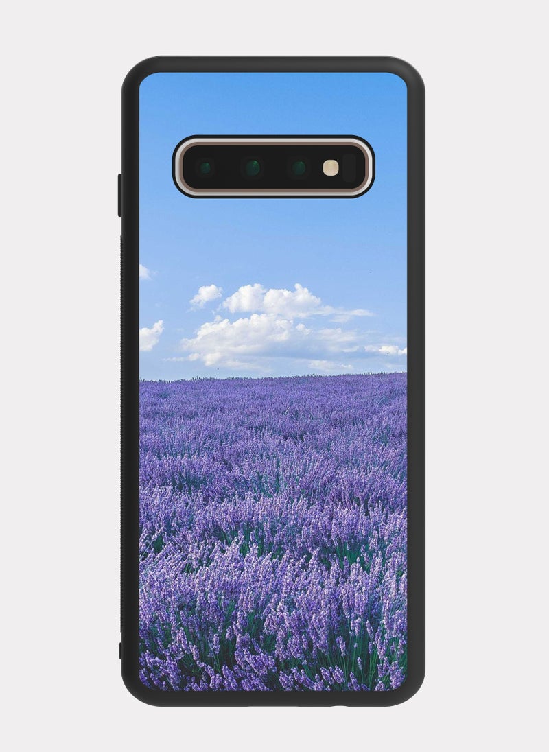 بكسلات كفر سامسونج جالكسي اس 10 بلس ازهار اللافندر بنفسجي ازرق - Image 1