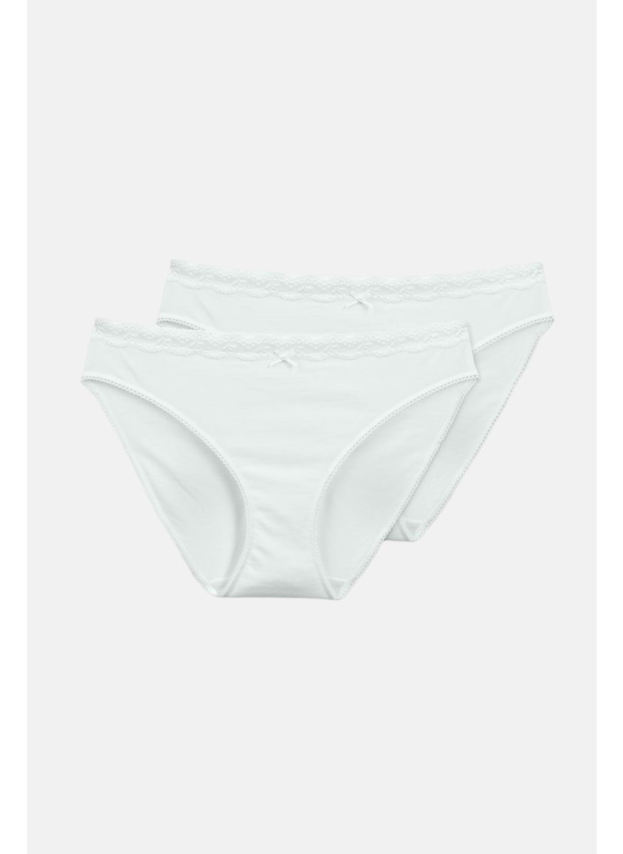 Tchibo Women 2 Pcs Solid Pull On Briefs, White  - Image 2