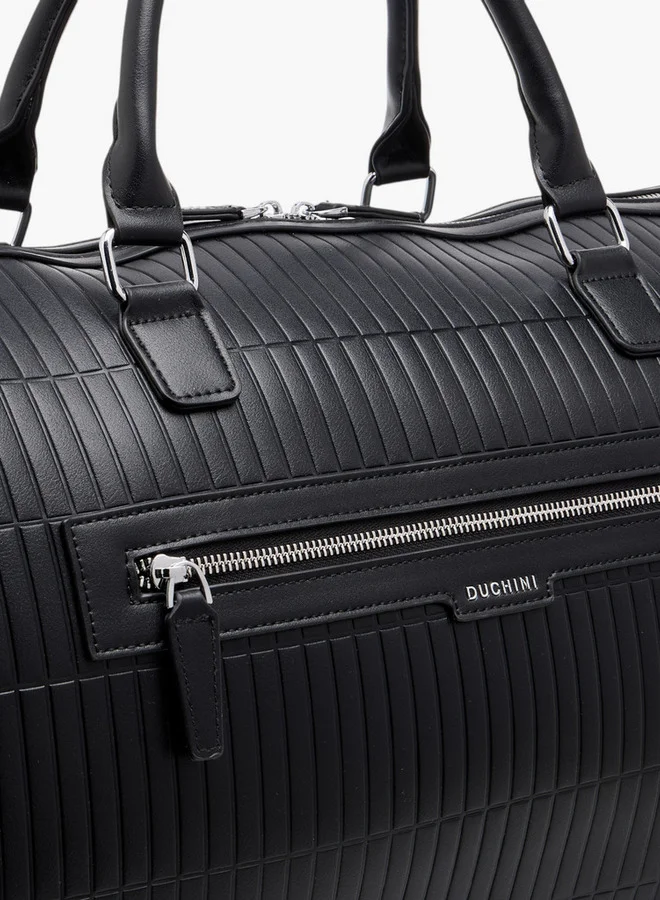 DUCHINI Men's Textured Duffle Bag with Detachable Strap and Zip Closure One Size
