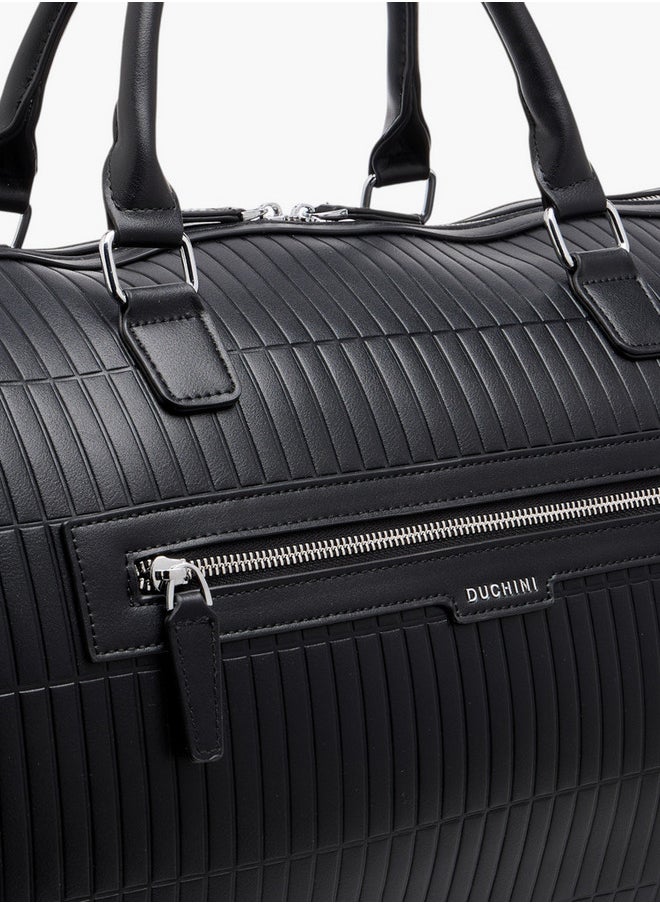 DUCHINI Men's Textured Duffle Bag with Detachable Strap and Zip Closure One Size  - Image 4