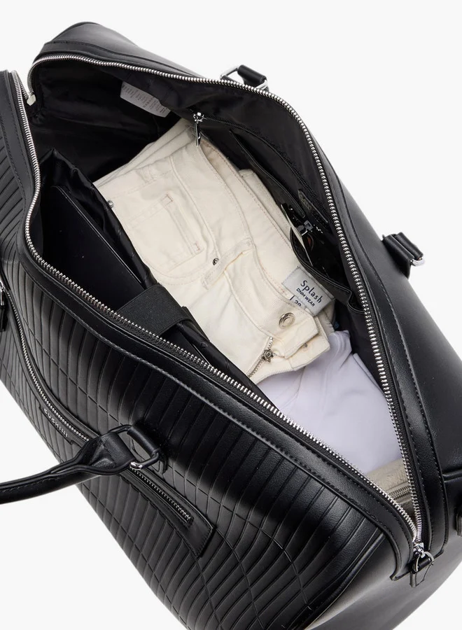 DUCHINI Men's Textured Duffle Bag with Detachable Strap and Zip Closure One Size