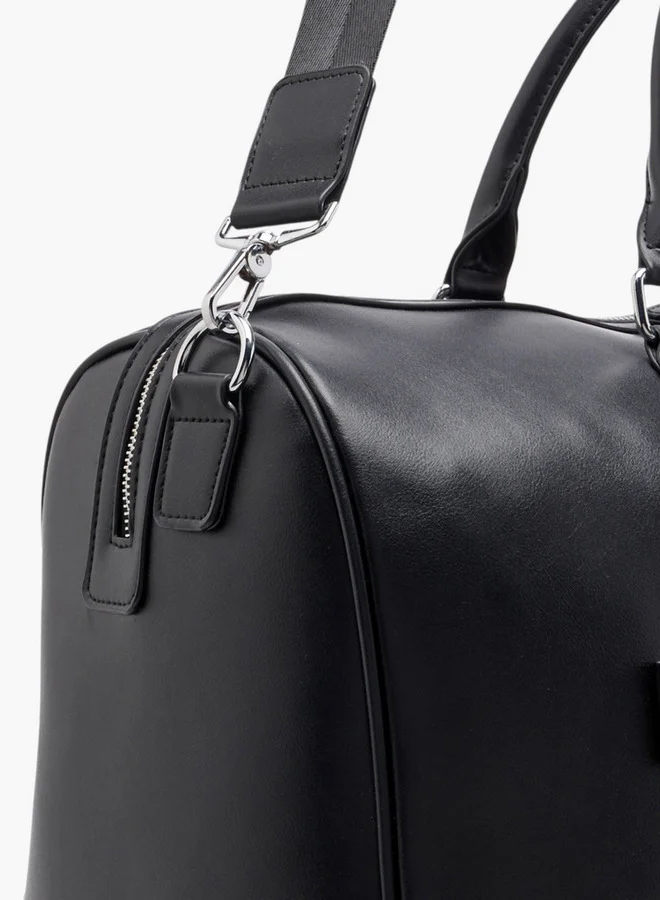 DUCHINI Men's Textured Duffle Bag with Detachable Strap and Zip Closure One Size