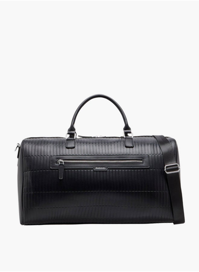 DUCHINI Men's Textured Duffle Bag with Detachable Strap and Zip Closure One Size  - Image 1