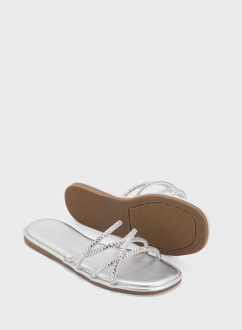 ELLA Crossover Strap Flat Sandal - Image 3