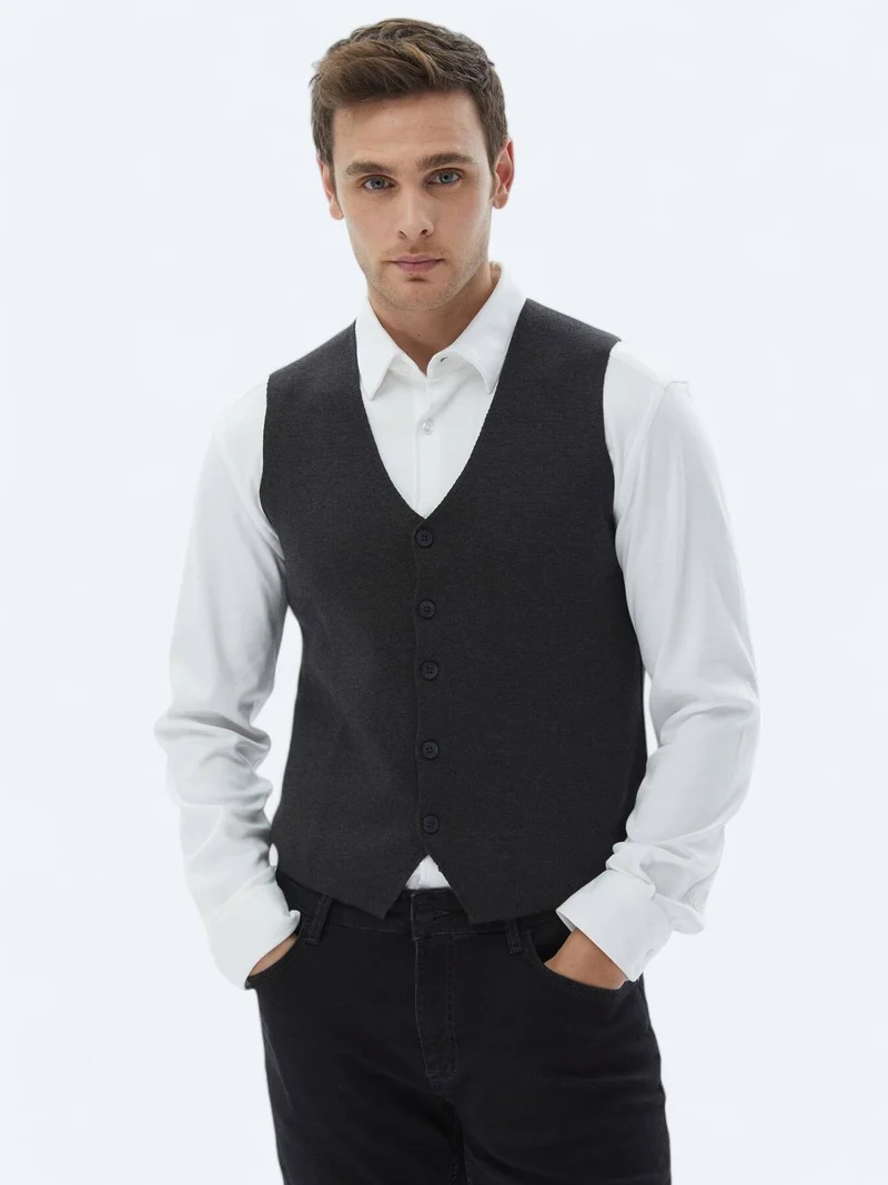 Kip Hard Coal Regular Fit Casual Knitting Knit Vest