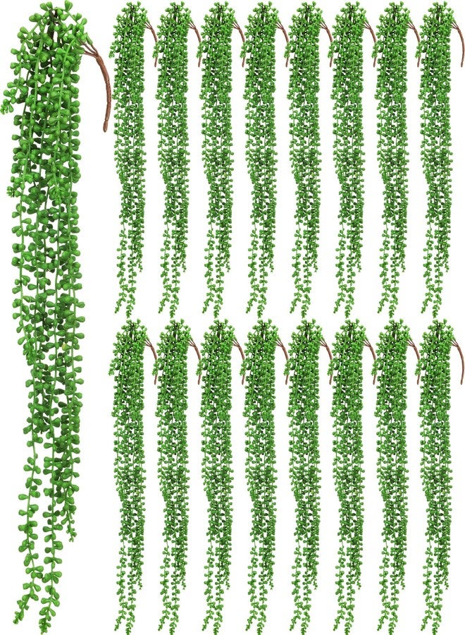 Janinka Artificial Succulents Bulk Hanging Plants 24 Inches Large Fake String of Pearls Fake Plants Faux Plants Wall Greenery Decor for Home Garden Indoor Outdoor Decor (Fresh Style, 16 Pcs) - Image 1