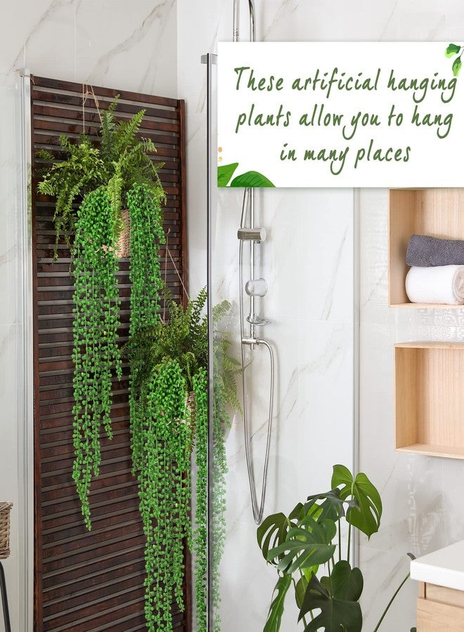 Janinka Artificial Succulents Bulk Hanging Plants 24 Inches Large Fake String of Pearls Fake Plants Faux Plants Wall Greenery Decor for Home Garden Indoor Outdoor Decor (Fresh Style, 16 Pcs) - Image 5