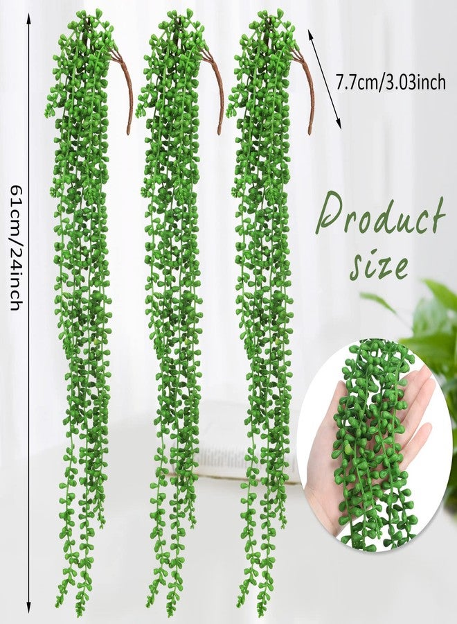 Janinka Artificial Succulents Bulk Hanging Plants 24 Inches Large Fake String of Pearls Fake Plants Faux Plants Wall Greenery Decor for Home Garden Indoor Outdoor Decor (Fresh Style, 16 Pcs) - Image 2