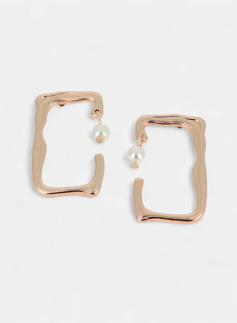 Sohi  Women The Cadre Drop Earrings | Rose  Colour | One-Size | Artificial Pearl Alloy Material | Push Back Closure | Earrings For Casual & Evening Wear for Women | Best Price UAE