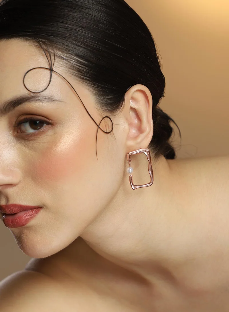 Sohi  Women The Cadre Drop Earrings | Rose  Colour | One-Size | Artificial Pearl Alloy Material | Push Back Closure | Earrings For Casual & Evening Wear for Women | Best Price UAE