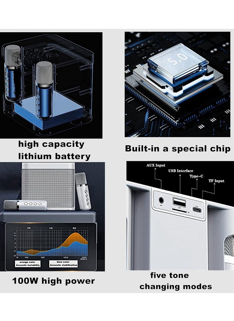 TIGER Rechargeable Speaker and Microphone Set | 1pc HD Sound Speaker & 2pcs Voice Changing Microphones Set | Portable High-Quality Deep Bass Stereo Soundbox (Beige) | Ideal for Karaoke, Parties, and Events - Image 3