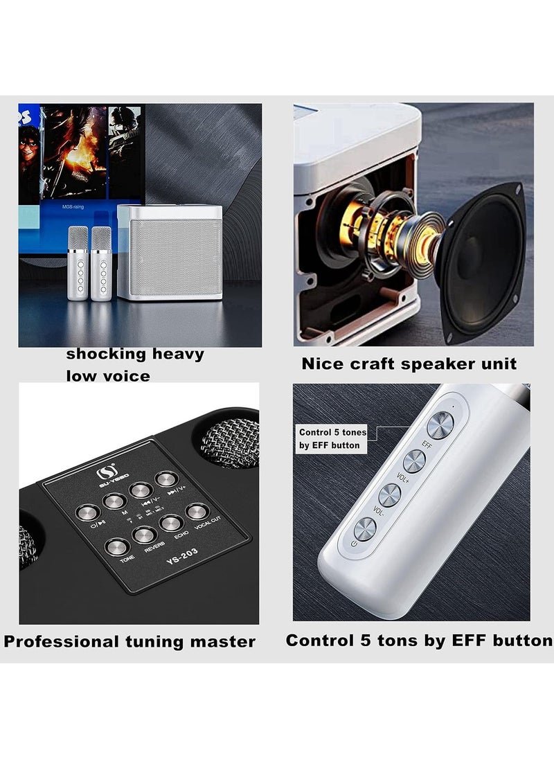 TIGER Rechargeable Speaker and Microphone Set | 1pc HD Sound Speaker & 2pcs Voice Changing Microphones Set | Portable High-Quality Deep Bass Stereo Soundbox (Beige) | Ideal for Karaoke, Parties, and Events - Image 4