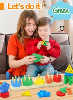 WHITE GAINS Montessori Toys for Toddlers 3+, Educational Puzzles, Wooden Sorting & Stacking Blocks, Sensory Toys for 3+ Year Olds, Building Blocks, Motor Skills Development, Birthday Gift for Boys & Girls  - Image 2