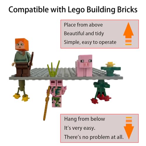 TERDEWE 6 Pack Floating Shelves for Wall Compatible with Lego Building Bricks,16x13 Studs for Display and Protect Completed Legos Projects, Dual-Sided Display Shelves for Room Decor Grey - Image 4