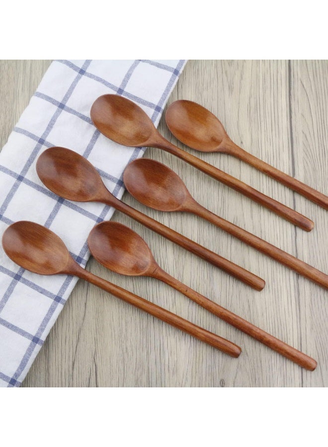 ADLORYEA Wooden Spoons, 6 Pieces 9 Inch Wood Soup Spoons for Eating Mixing Stirring, Wood Spoon with Japanese Style Kitchen Utensil - Image 4