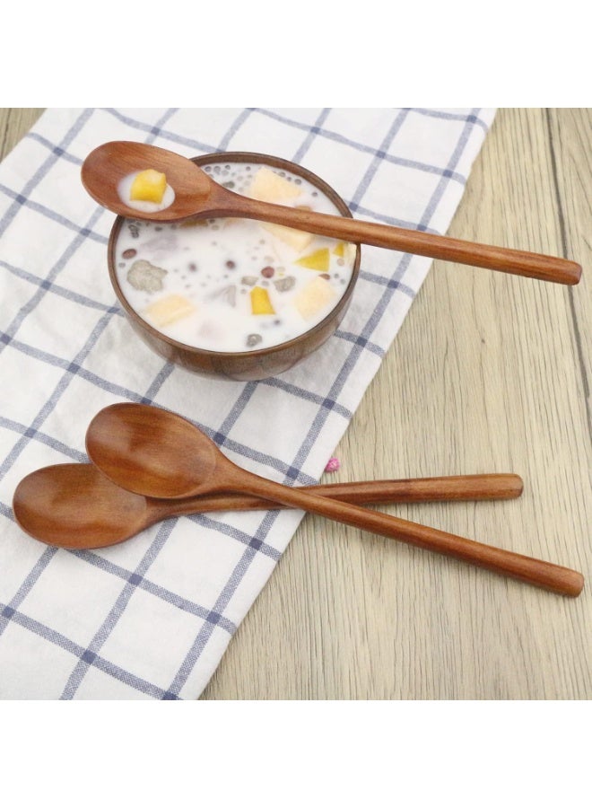 ADLORYEA Wooden Spoons, 6 Pieces 9 Inch Wood Soup Spoons for Eating Mixing Stirring, Wood Spoon with Japanese Style Kitchen Utensil - Image 3