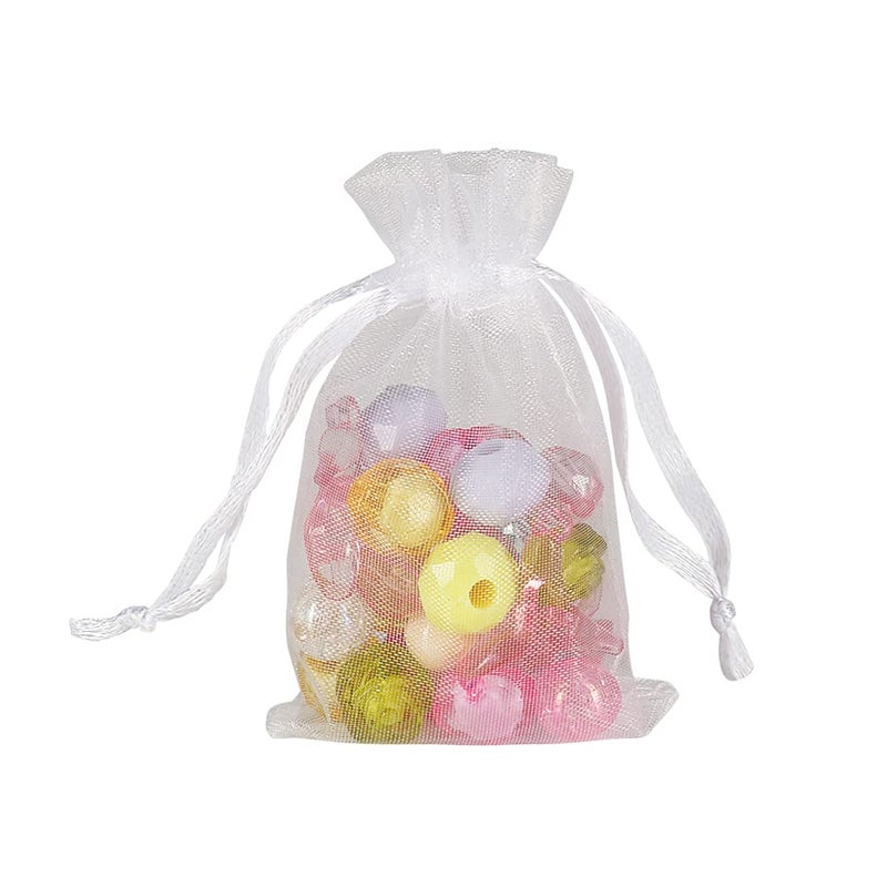 YQL Mini Organza Bags,100PCS 2x3 Inch White Organza Jewelry Pouches, Mini Mesh Drawstring Bags for Wedding Party Christmas Gift Candy - Image 5