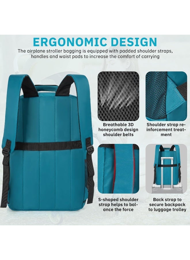 AKOZLIN Blue Foldable Stroller Travel Backpack - Image 3