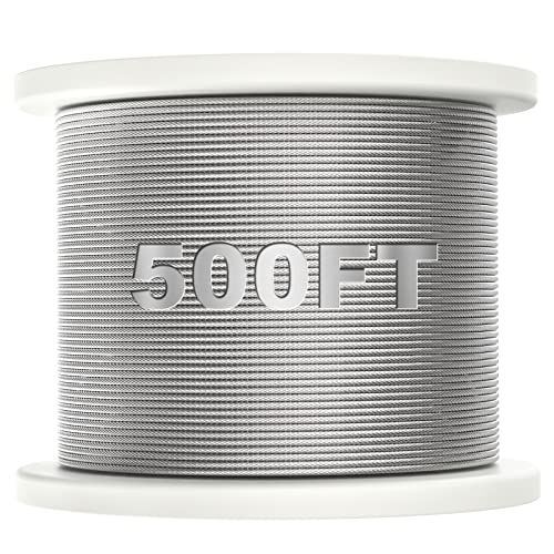 BLIKA 500FT 1/8" Stainless Steel Cable, T316 Marine Grade, Stainless Steel Wire Rope 7x7 Strands Construction, 1850lbs Breaking Strength Aircraft Cable for Deck Cable Railing, DIY Balustrades - Image 1