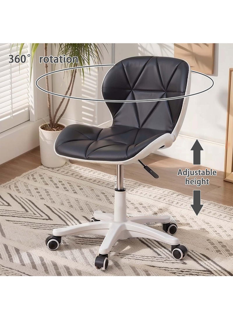 Taimi Ergonomic Desk Chair with Adjustable Height, Computer Chair with Swivel Wheels, Study Chair, Stylish Design Chair Padded with Soft Cushion and High Density Rebound Sponge - Black/White  - Image 4