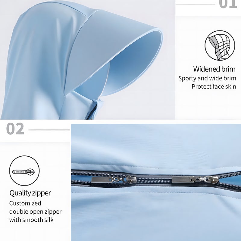 Summer Fashion Long Sleeves Blouse Loose Thin Solid Color Shirt Kimono Vest Hooded Ladies Sun-Protective Tops - Image 3